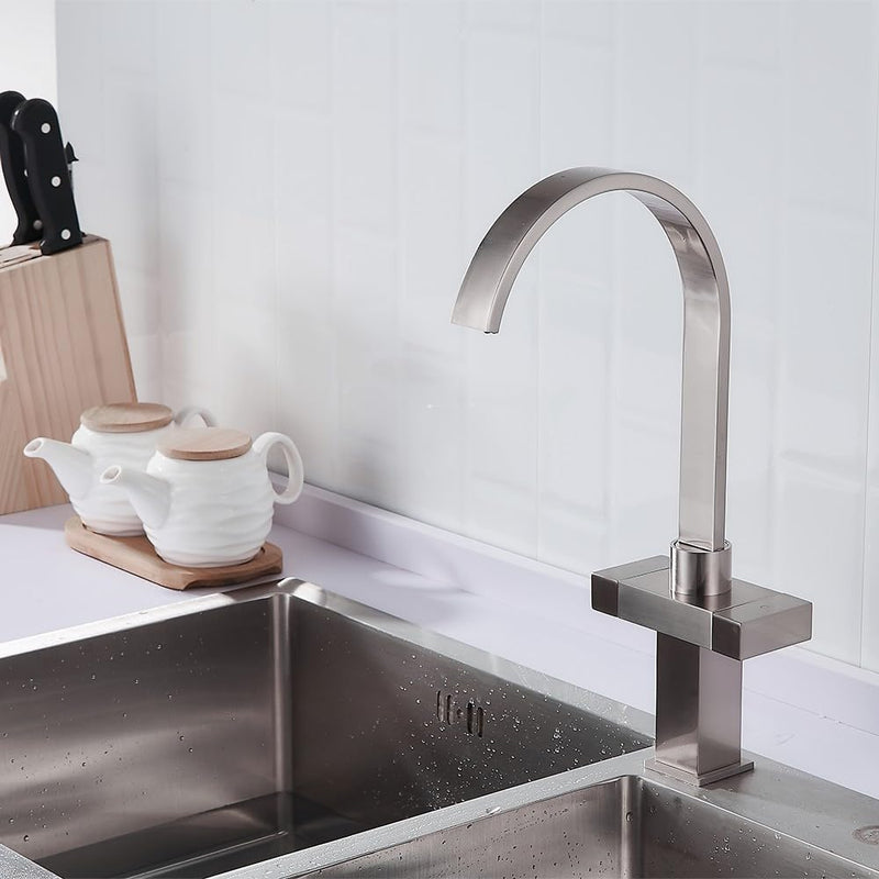Kitchen Taps Mixer Matte Surface Brass Material Dual