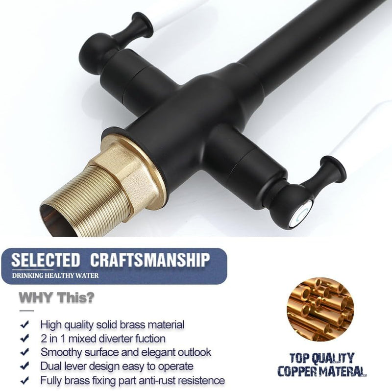 Kitchen Taps Mixer Matte Surface Brass Material Dual