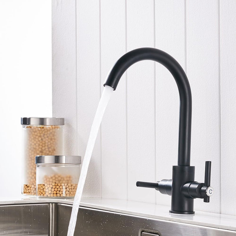 Kitchen Taps Mixer Matte Surface Brass Material Dual