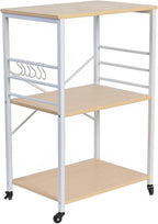 Kitchen Trolley 3 Shelves 6 S-Hooks