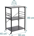Kitchen Trolley 3 Shelves 6 S-Hooks