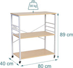 Kitchen Trolley 3 Shelves 6 S-Hooks