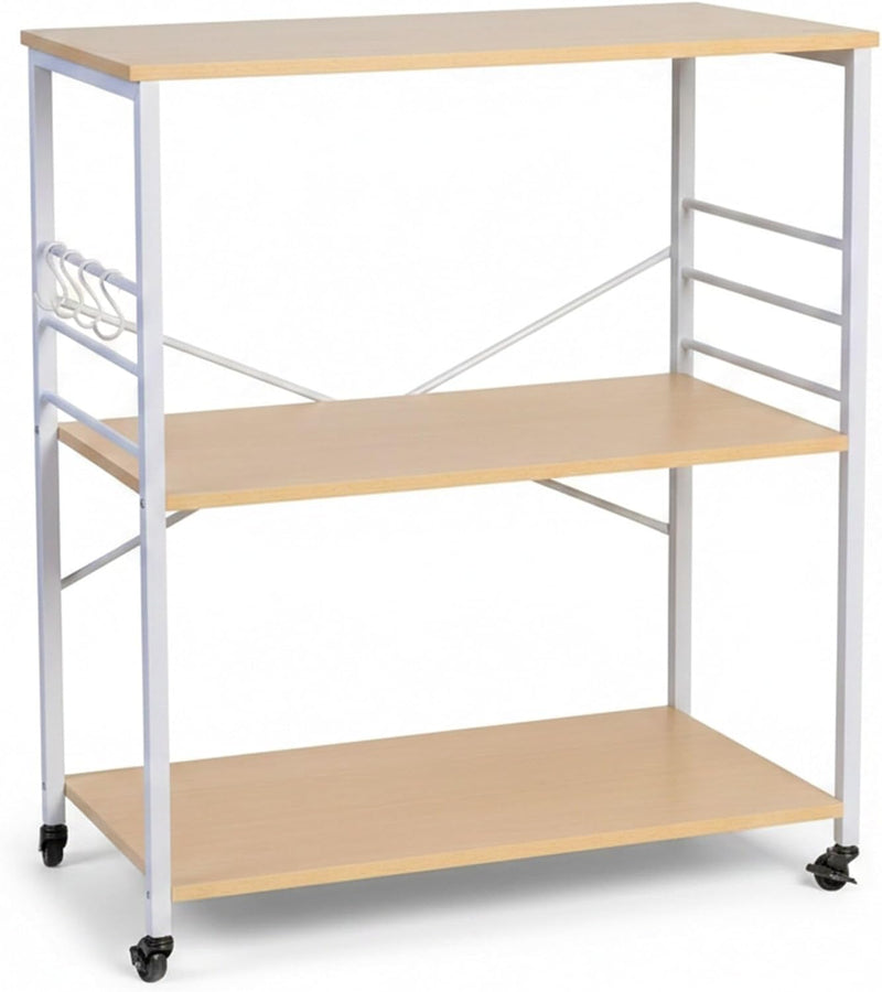 Kitchen Trolley 3 Shelves 6 S-Hooks
