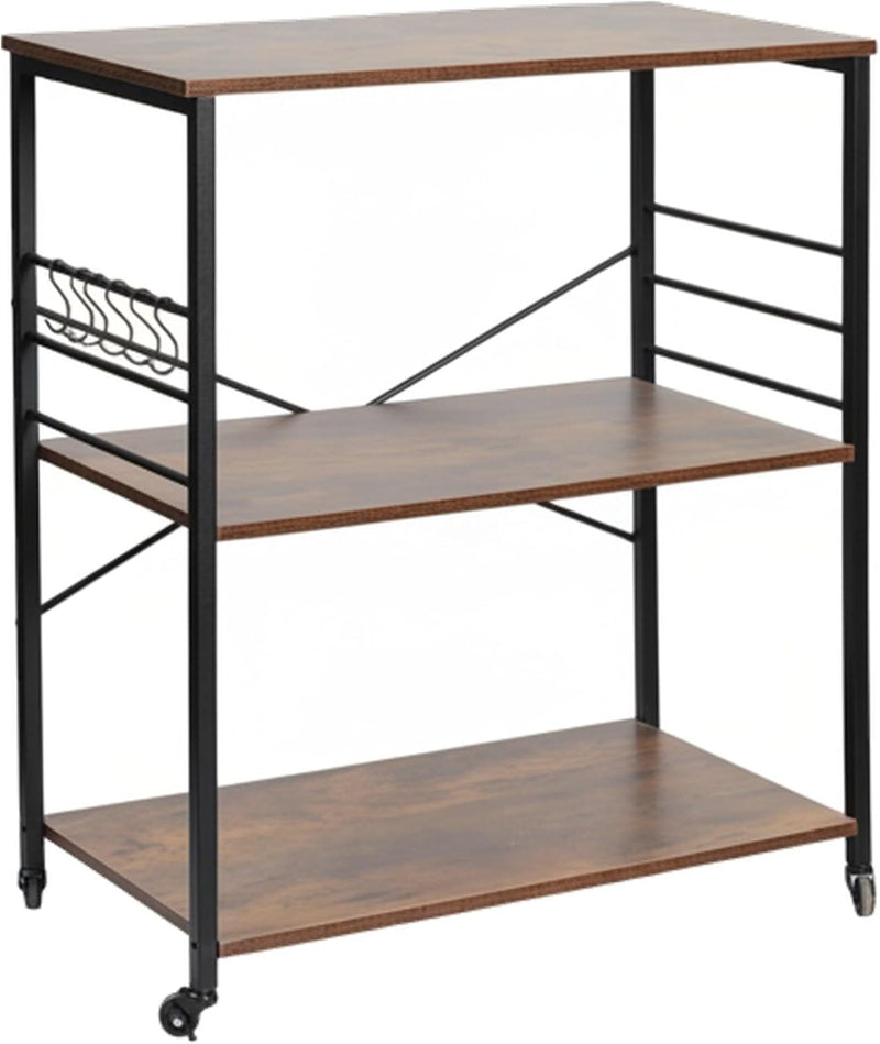 Kitchen Trolley 3 Shelves 6 S-Hooks