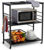 Kitchen Trolley 3 Shelves 6 S-Hooks