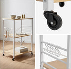 Kitchen Trolley 3 Shelves 6 S-Hooks