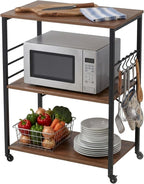 Kitchen Trolley 3 Shelves 6 S-Hooks