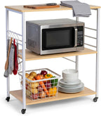 Kitchen Trolley 3 Shelves 6 S-Hooks