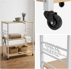 Kitchen Trolley 3 Shelves 6 S-Hooks