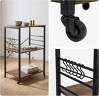 Kitchen Trolley 3 Shelves 6 S-Hooks
