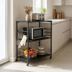 Kitchen Trolley 3 Shelves 6 S-Hooks