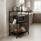 Kitchen Trolley 3 Shelves 6 S-Hooks