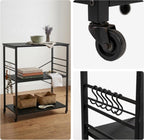 Kitchen Trolley 3 Shelves 6 S-Hooks