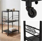 Kitchen Trolley 3 Shelves 6 S-Hooks