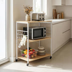 Kitchen Trolley 3 Shelves 6 S-Hooks