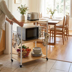Kitchen Trolley 3 Shelves 6 S-Hooks