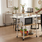 Kitchen Trolley 3 Shelves 6 S-Hooks