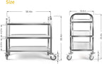Kitchen Trolley on Wheels 3 Tier Stainless Steel