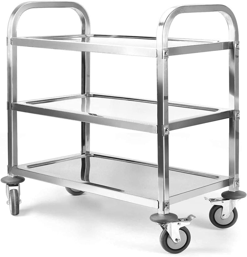 Kitchen Trolley on Wheels 3 Tier Stainless Steel