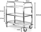 Kitchen Trolley on Wheels 3 Tier Stainless Steel