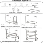 Kitchen Trolley on Wheels 3 Tier Stainless Steel