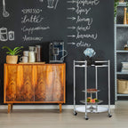 Kitchen Trolley Round Serving Bar with 2 Shelves