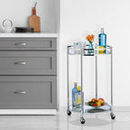 Kitchen Trolley Round Serving Bar with 2 Shelves