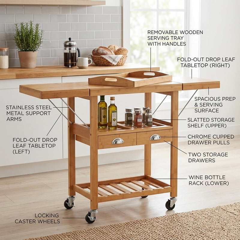 Kitchen Trolley Wood Natural