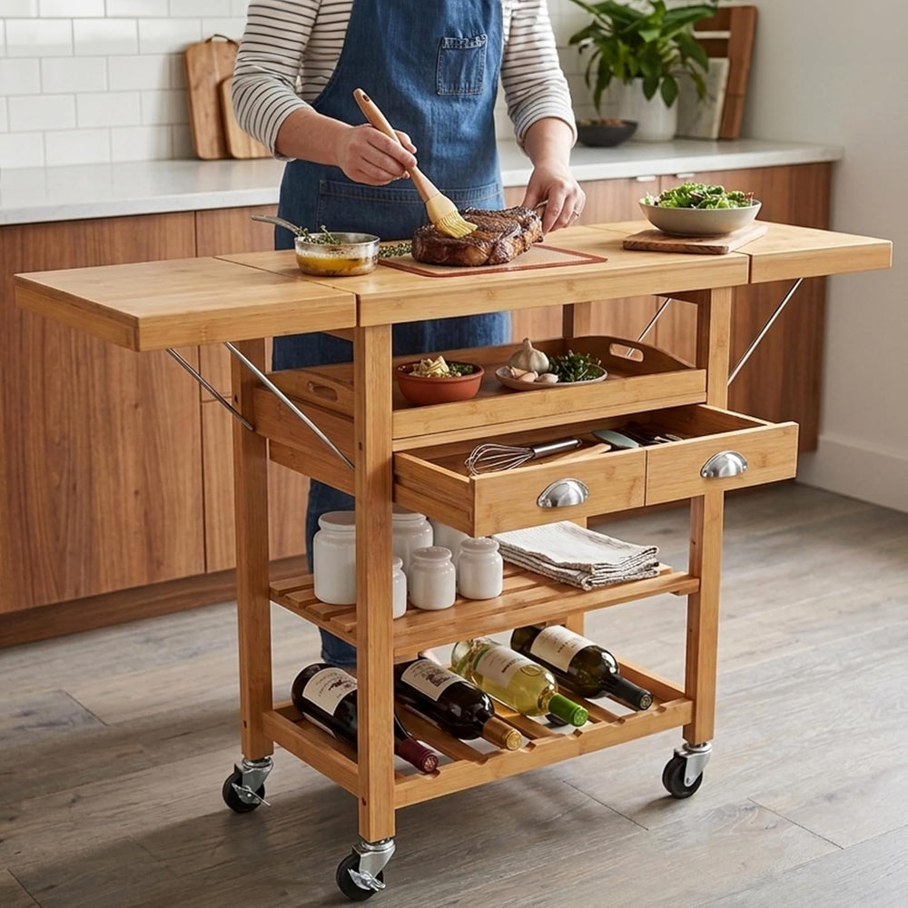 Kitchen Trolley Wood Natural