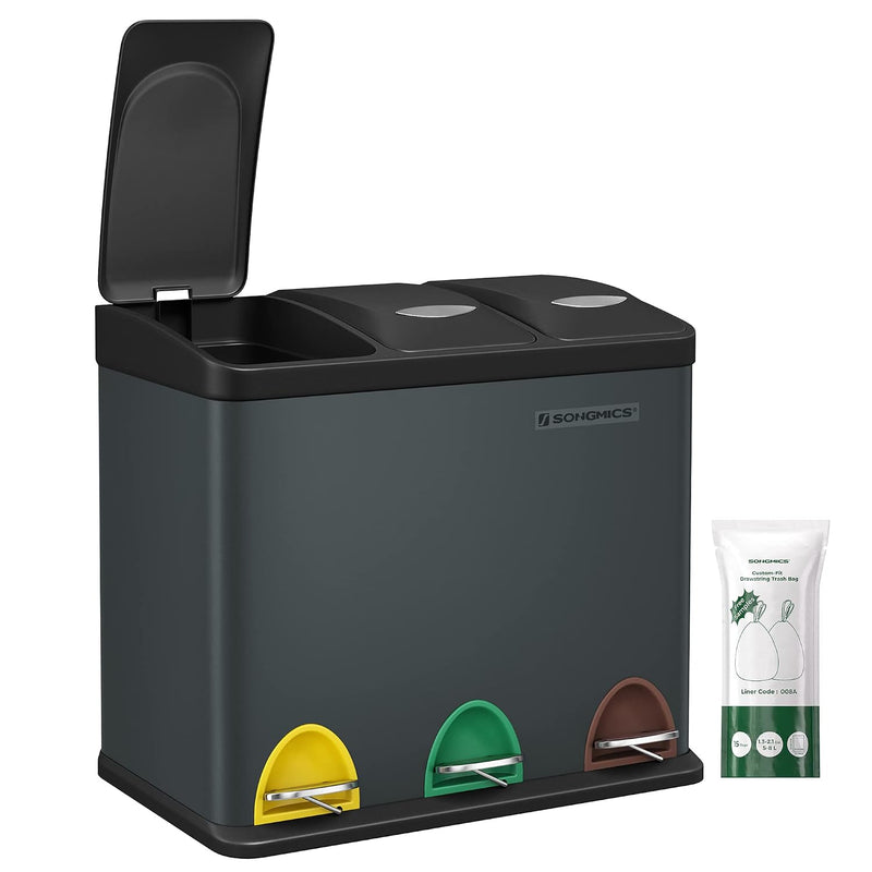 Kitchen Waste Bin 318 Litres Pedal with 3
