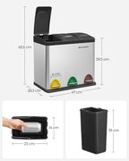 Kitchen Waste Bin 318 Litres Pedal with 3