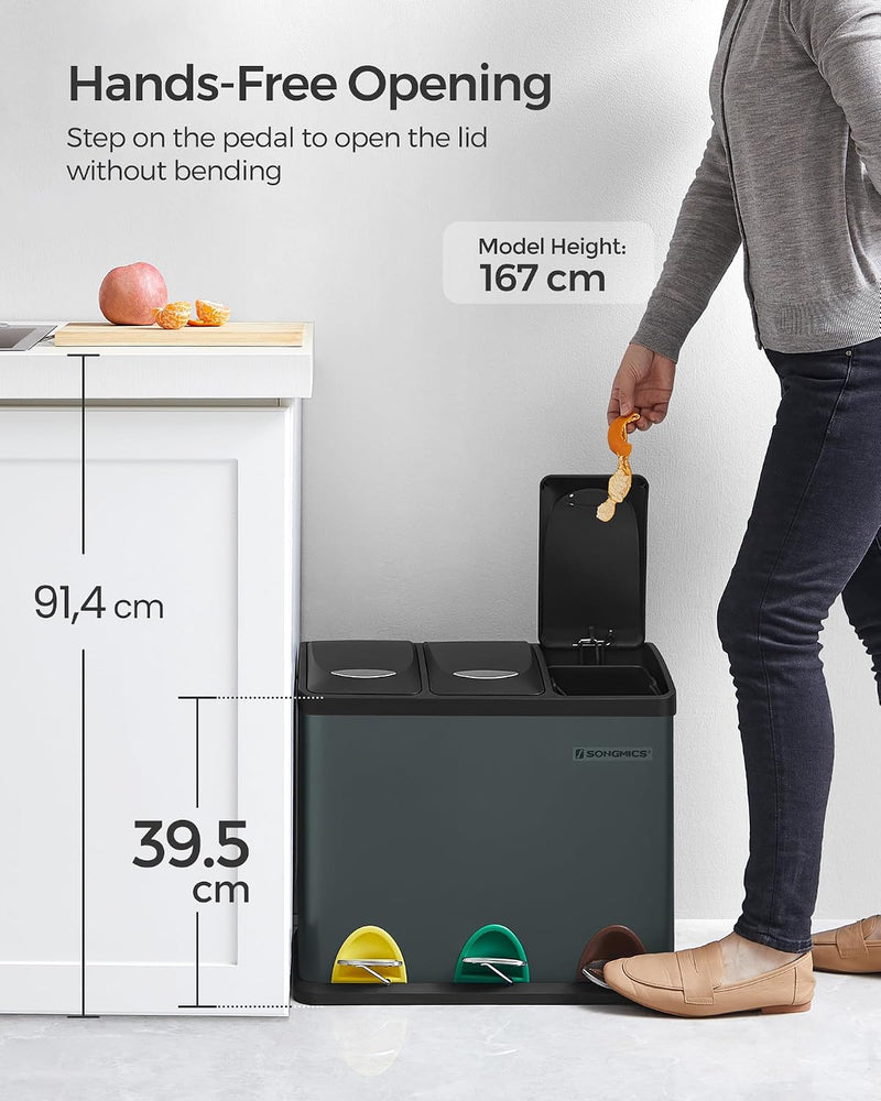 Kitchen Waste Bin 318 Litres Pedal with 3