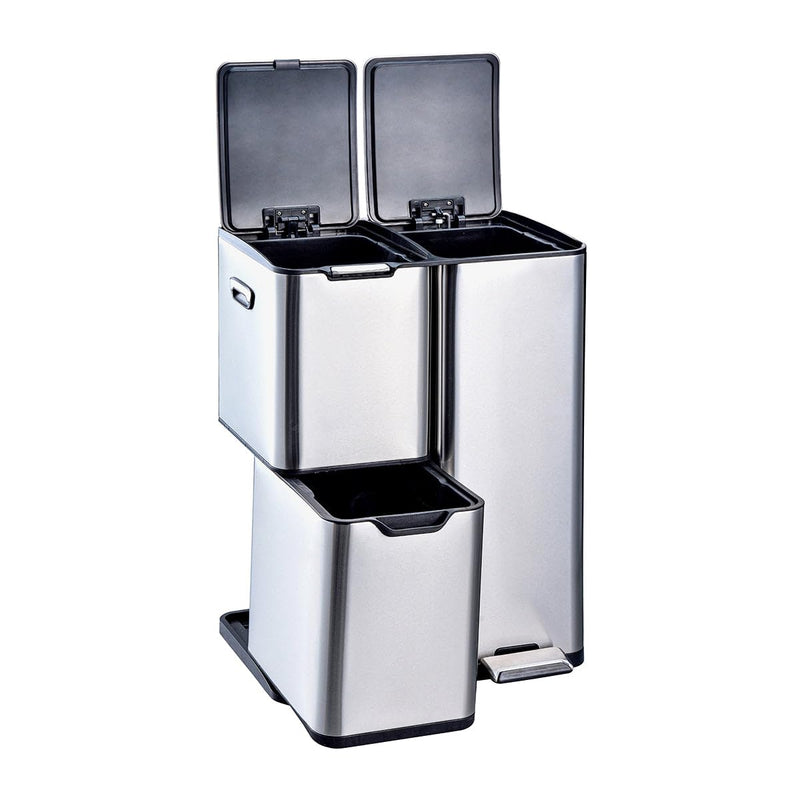 Kitchen Waste Bin with Pedal Recycling 60L Stainless