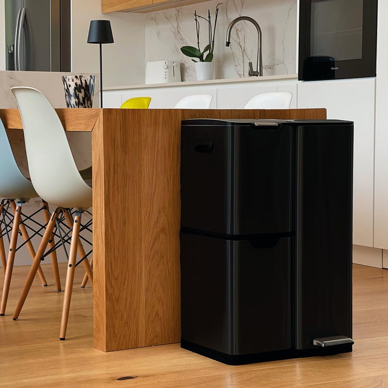 Kitchen Waste Bin with Pedal Recycling 60L Stainless