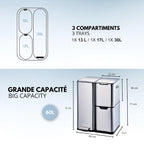 Kitchen Waste Bin with Pedal Recycling 60L Stainless