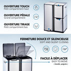 Kitchen Waste Bin with Pedal Recycling 60L Stainless
