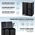 Kitchen Waste Bin with Pedal Recycling 60L Stainless