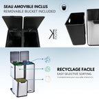 Kitchen Waste Bin with Pedal Recycling 60L Stainless