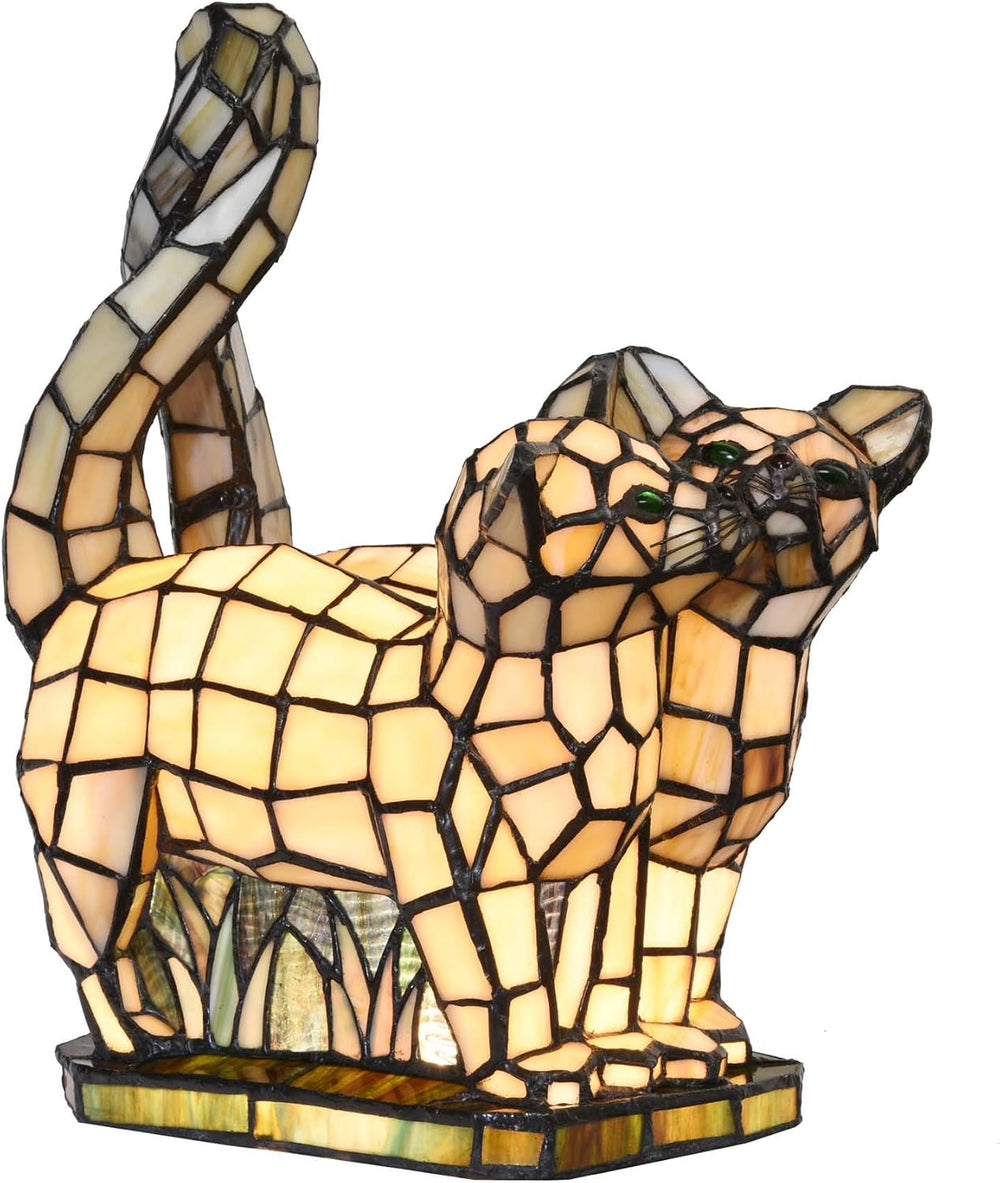 Kittens in Love Tiffany Style Stained Glass Accent
