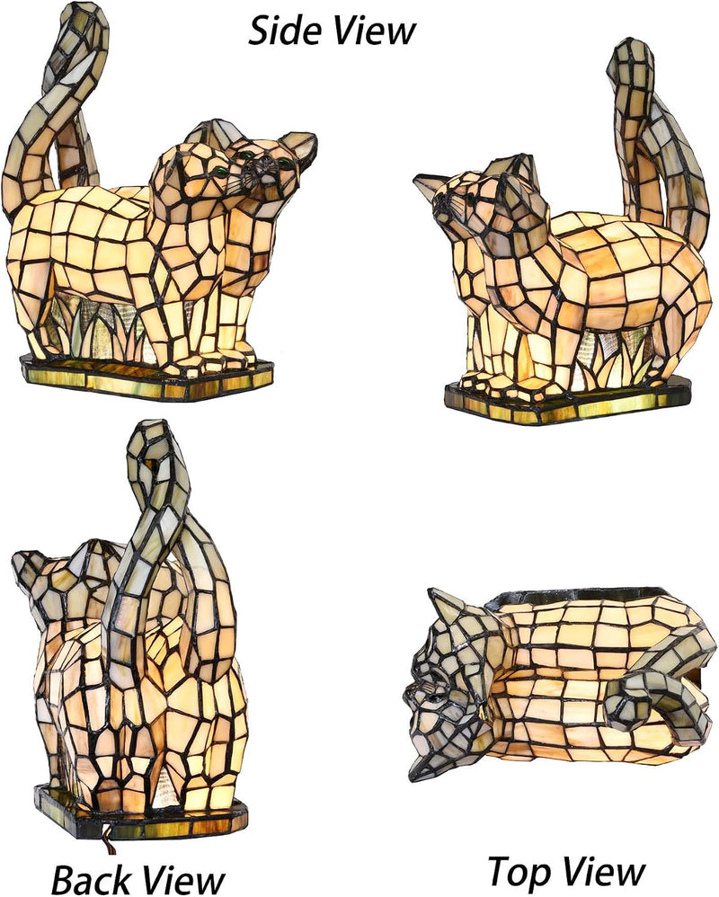 Kittens in Love Tiffany Style Stained Glass Accent
