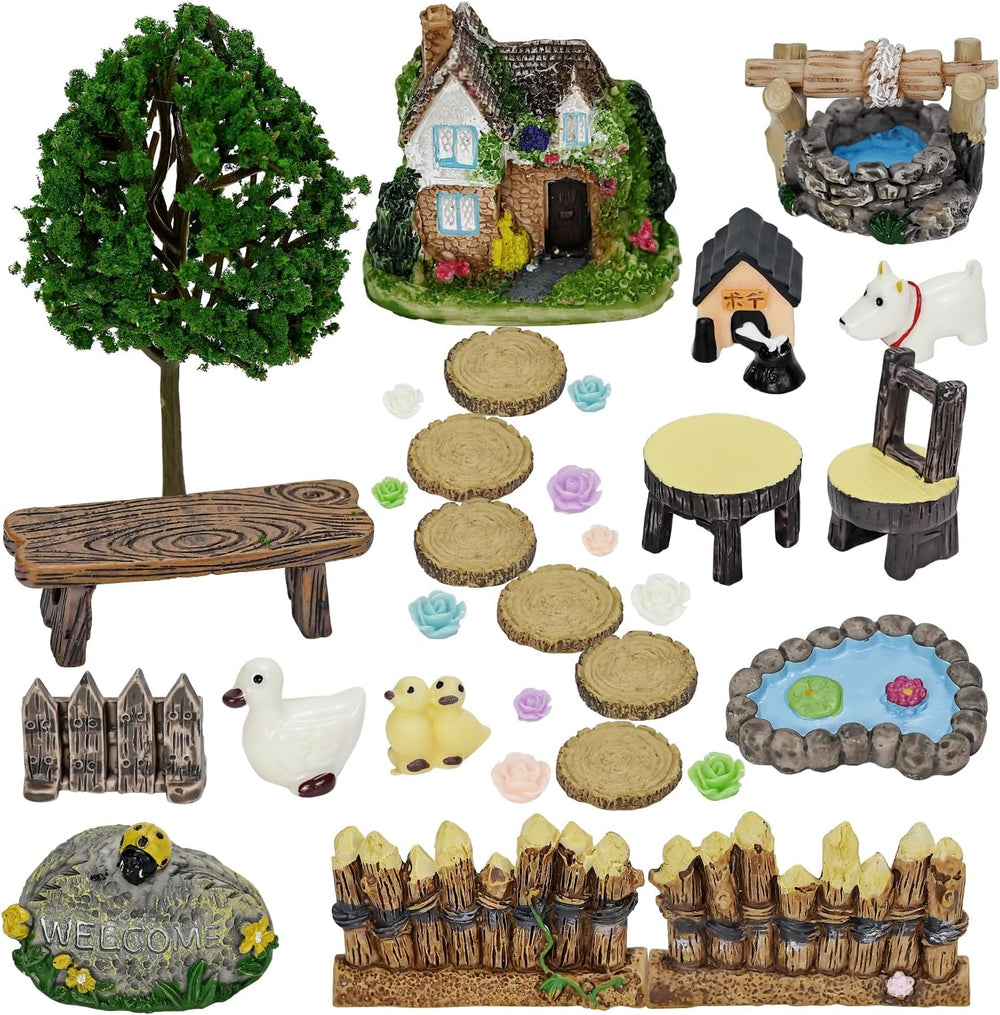 Kksty Fairy Garden Accessories Fairies Welcome Kit 32pcs