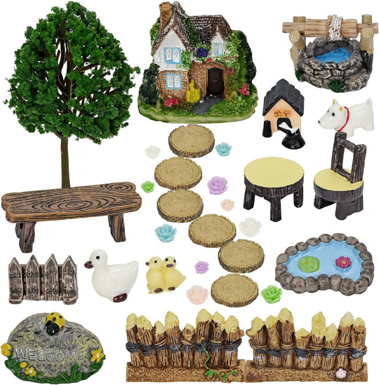 Kksty Fairy Garden Accessories Fairies Welcome Kit 32pcs