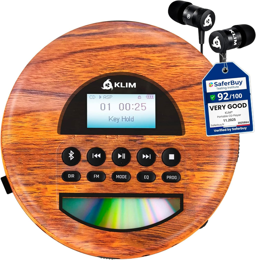 Klim Nomad Wood New Portable Cd Player Long-Lasting