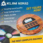 Klim Nomad Wood New Portable Cd Player Long-Lasting