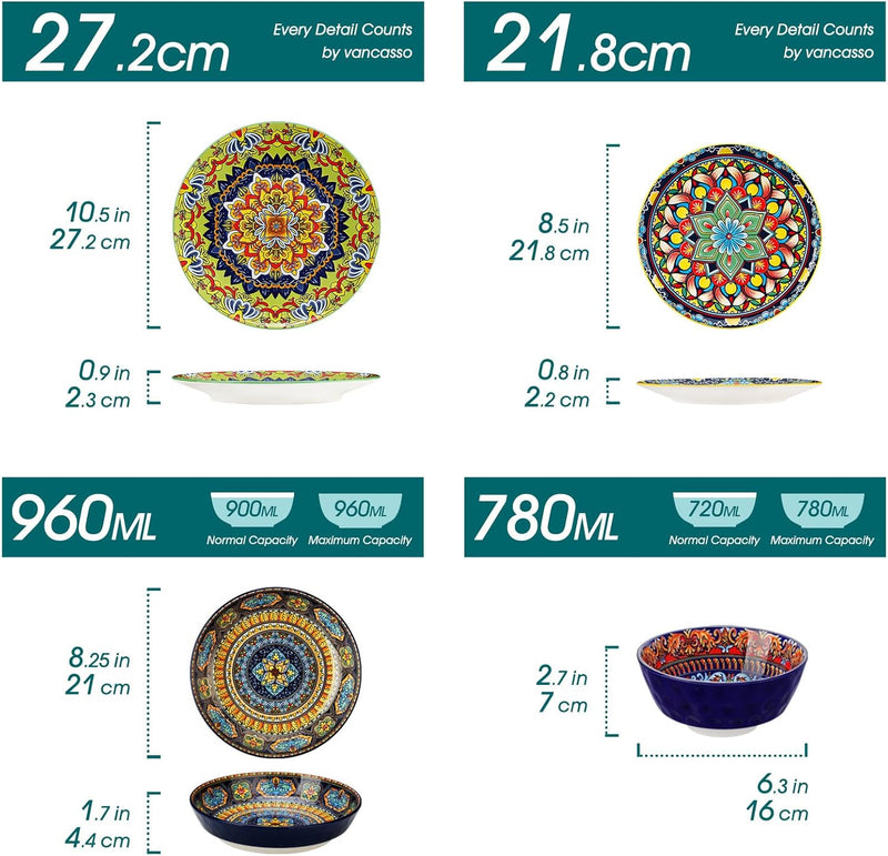 Krvi Dinner Set 24-PC for 6 People Porcelain