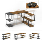 L Shaped Computer Desk Corner Rotating Shelves