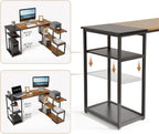 L Shaped Computer Desk Corner Rotating Shelves