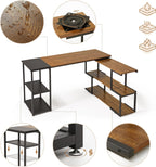 L Shaped Computer Desk Corner Rotating Shelves