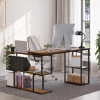 L Shaped Computer Desk Corner Rotating Shelves