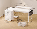 L Shaped Computer Desk with Drawers Monitor Stand